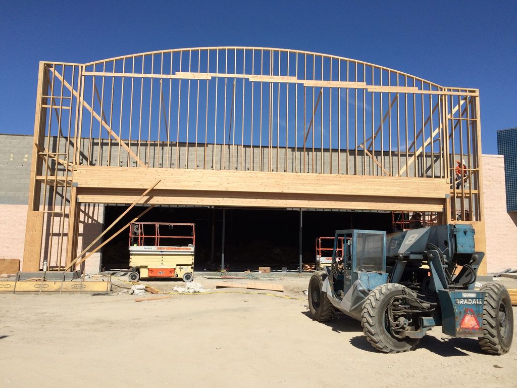 Large framed opening and exterior wall construction